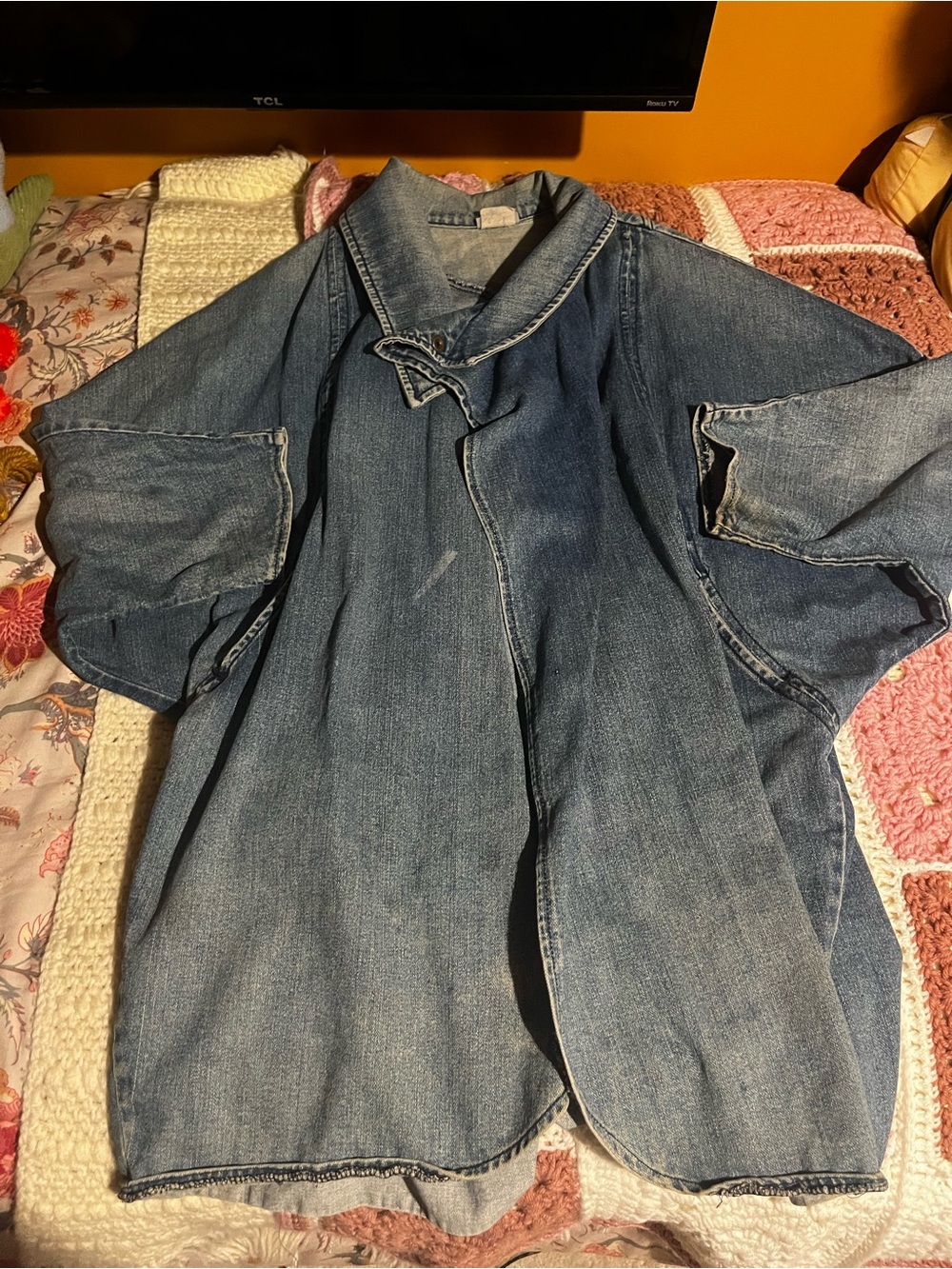le chateau Washed Blue Denim Smock Style Jacket